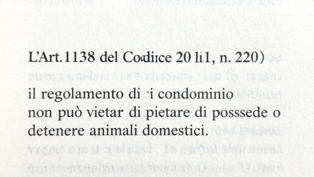 Cosa dice l'art. 1138 sugli animali domestici